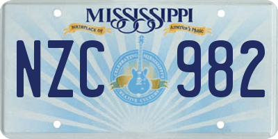 MS license plate NZC982
