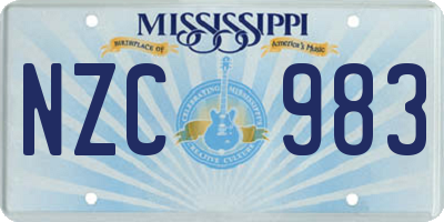 MS license plate NZC983