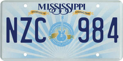 MS license plate NZC984