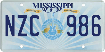 MS license plate NZC986