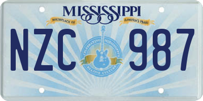 MS license plate NZC987