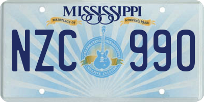 MS license plate NZC990