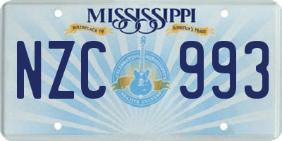 MS license plate NZC993