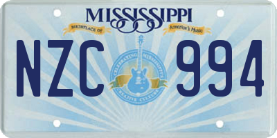 MS license plate NZC994