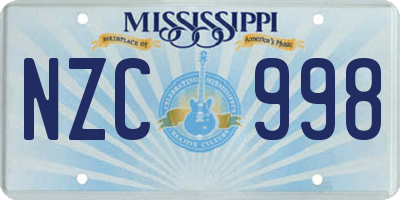MS license plate NZC998