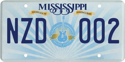 MS license plate NZD002