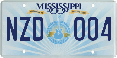 MS license plate NZD004