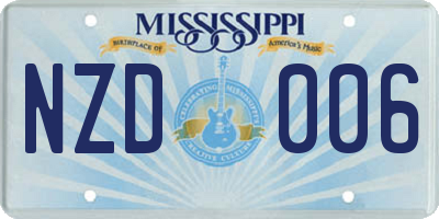 MS license plate NZD006