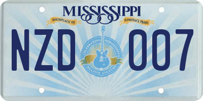 MS license plate NZD007