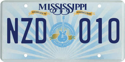 MS license plate NZD010
