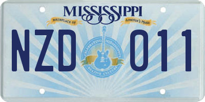 MS license plate NZD011