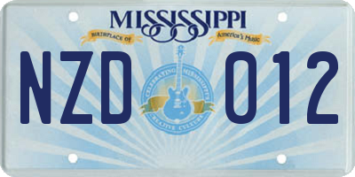 MS license plate NZD012