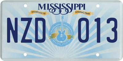 MS license plate NZD013
