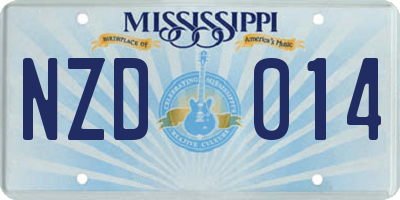 MS license plate NZD014