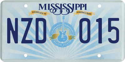 MS license plate NZD015