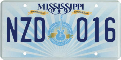 MS license plate NZD016