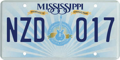 MS license plate NZD017