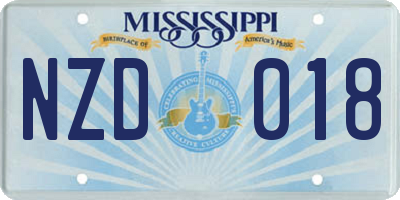 MS license plate NZD018