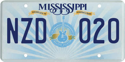MS license plate NZD020