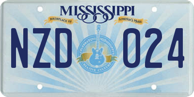 MS license plate NZD024