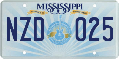 MS license plate NZD025