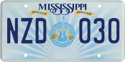 MS license plate NZD030