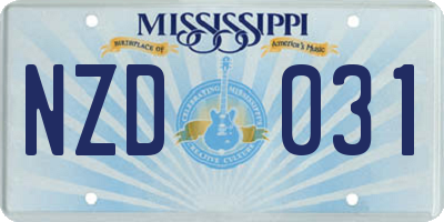 MS license plate NZD031
