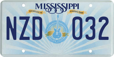 MS license plate NZD032