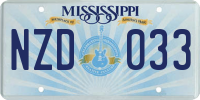 MS license plate NZD033