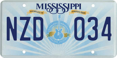 MS license plate NZD034