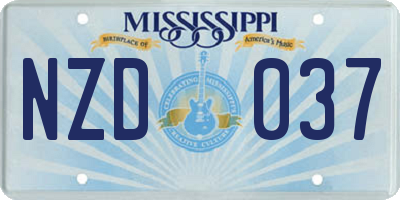 MS license plate NZD037