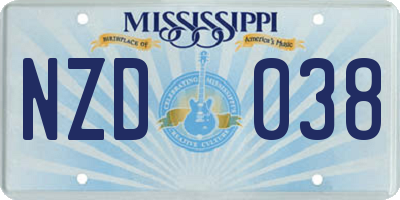 MS license plate NZD038