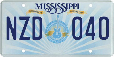 MS license plate NZD040