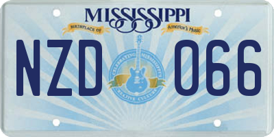 MS license plate NZD066