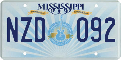 MS license plate NZD092