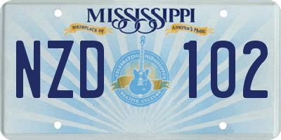 MS license plate NZD102