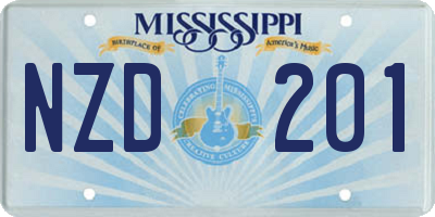 MS license plate NZD201