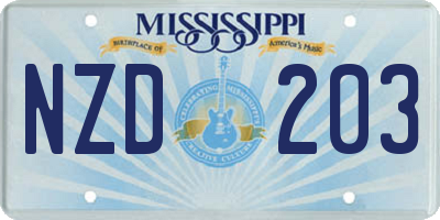 MS license plate NZD203