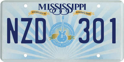 MS license plate NZD301