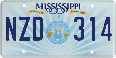 MS license plate NZD314
