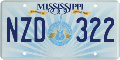 MS license plate NZD322
