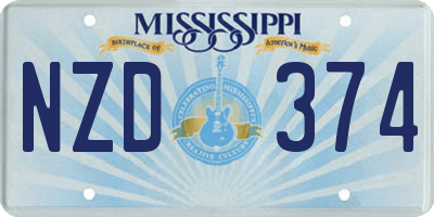 MS license plate NZD374