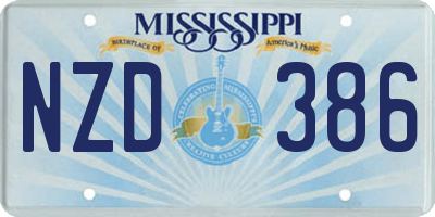 MS license plate NZD386