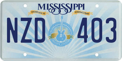 MS license plate NZD403
