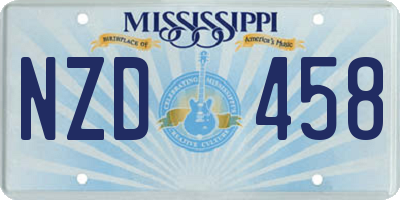 MS license plate NZD458