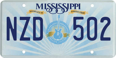 MS license plate NZD502