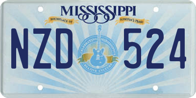 MS license plate NZD524