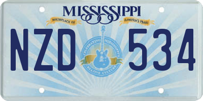 MS license plate NZD534