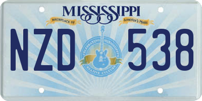 MS license plate NZD538