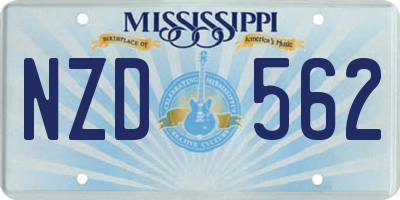 MS license plate NZD562